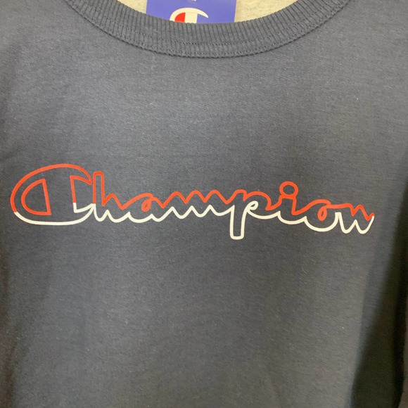 Champion Split Script Logo Powerblend Crewneck Sweatshirt in Blue Size Large - Picture 4 of 6